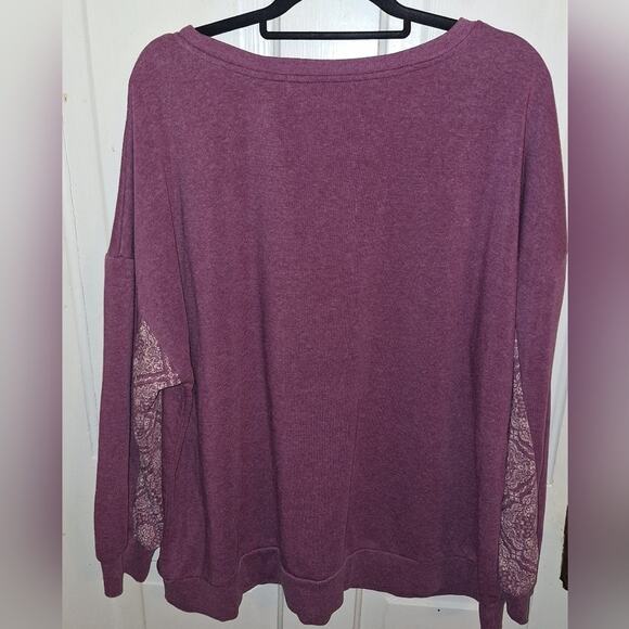 Chloe & Jasmine Purple Lightweight Sweatshirt 1X Soft Lounge Night Fall Winter - Picture 2 of 6